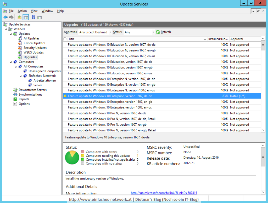 Features Werden Verarbeitet 100 Abgeschlossen Windows 10 Windows 10 Feature Update mit WSUS installieren | Ein einfaches Netzwerk